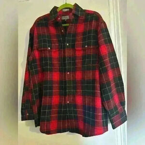 VTG Lord And Taylor Men’s Wool blend Red Tartan Plaid Flannel Button Up. Medium.